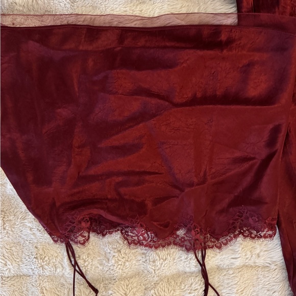 J. Crew Burgundy Lace-Trim Satin Midi Slip Skirt and Top - Picture 6 of 9